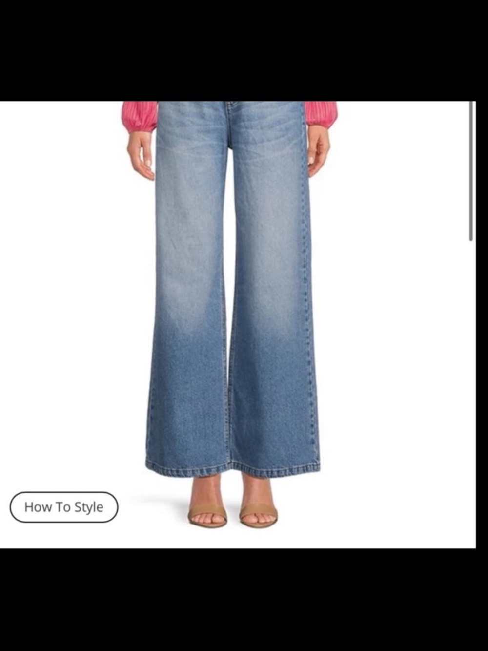 Gianni Bini Two-Tone Light Blue Wide-Leg Jeans